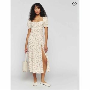 NWT Reformation Lacey Midi Dress in Boheme White
